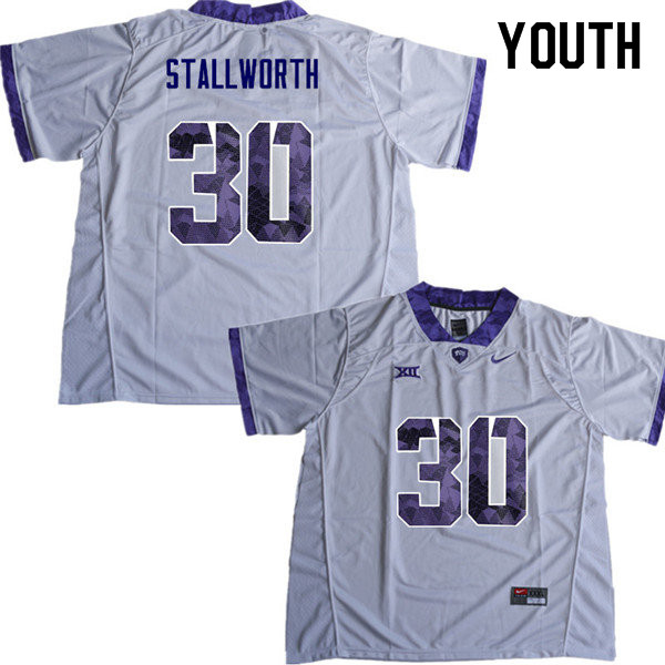 Youth #30 Omega Stallworth TCU Horned Frogs College Football Jerseys Sale-White